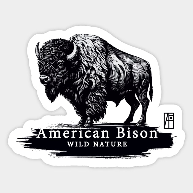 American Bison - WILD NATURE - BISON -18 Sticker by ArtProjectShop